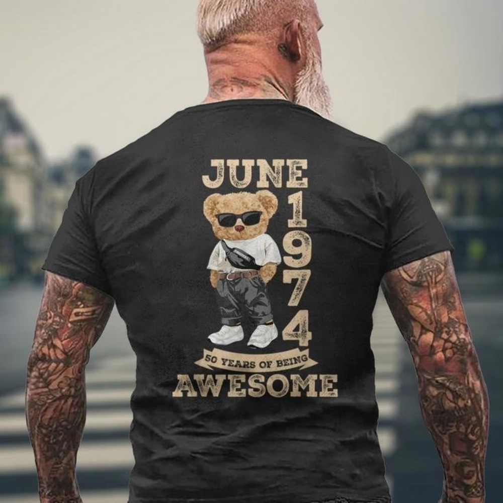 50 Years Of Being Awesome June 1974 Birthday Retro Graphic T-Shirt
